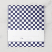 Navy Blauw en Wit Checkerboard Plaatskaartje (Buitenkant ongevouwen)