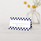 Navy Blauw en Wit Checkerboard Plaatskaartje (Voorkant)