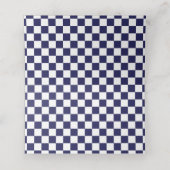 Navy Blauw en Wit Checkerboard Plaatskaartje (Binnenkant ongevouwen)