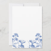 Navy Blauw en Wit Chinoiserie Bruiloft Kaart (Achterkant)