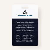 Navy Blauw en wit Company Security ID Kaart Badge (Achterkant)