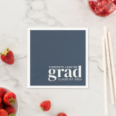 Navy Blauw en Wit Congrats Afstudeerder Class Jaar Servet (Insitu)