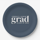 Navy blauw en wit Congrats Afstudeerder met het ja Papieren Bordje (Voorkant)