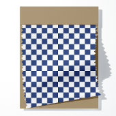 Navy blauw en wit geruit patroon stof