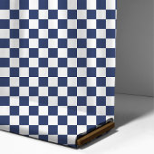 Navy blauw en wit geruit patroon stof