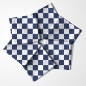 Navy blauw en wit geruit patroon stof