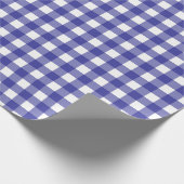 Navy blauw en wit geruite patroon inpakpapier (Hoek)