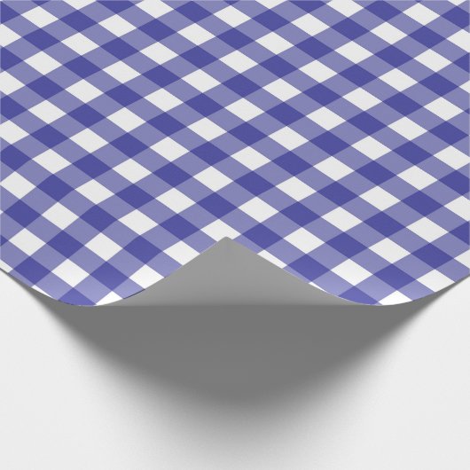 Navy blauw en wit geruite patroon inpakpapier (Hoek)