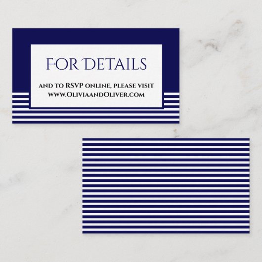 Navy-blauw en wit gestreepte details bijgevoegde k informatiekaartje (Voorkant / Achterkant)