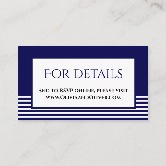 Navy-blauw en wit gestreepte details bijgevoegde k informatiekaartje (Voorkant)