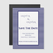 Navy blauw en wit gestreepte magnetische Kaart (Voorkant / Achterkant)