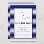 Navy blauw en wit gestreepte platte Kaart (Voorkant / Achterkant)