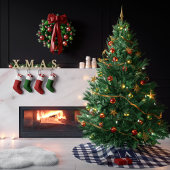 Navy blauw en wit Gingham geruite monogram Kerstboom Rok