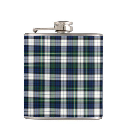 Navy Blauw en Wit Gordon Clan Formele jurk Plaid Heupfles (Voorkant)