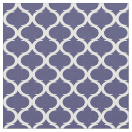 Navy Blauw en Wit Hamptons Quatrefoil Trellis Stof