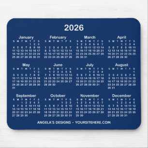 Navy Blauw en Wit Kalender Promotionele Muismat