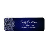 Navy blauw en wit kant adres etiket (Voorkant)