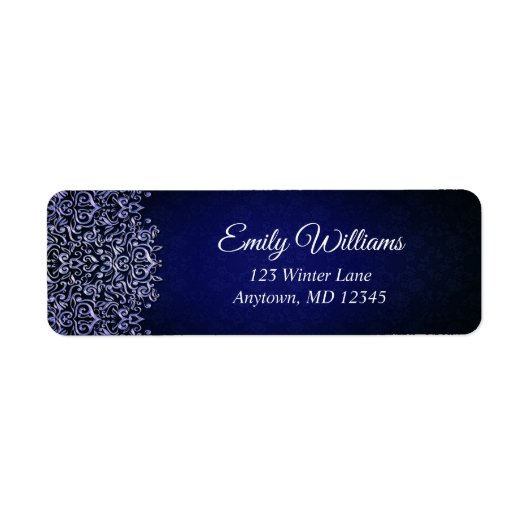 Navy blauw en wit kant adres etiket (Voorkant)