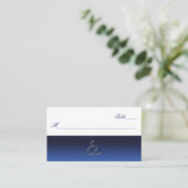 Navy Blauw en Wit Keltische Love Knot Place Card Plaatskaartje (Staand voorkant)