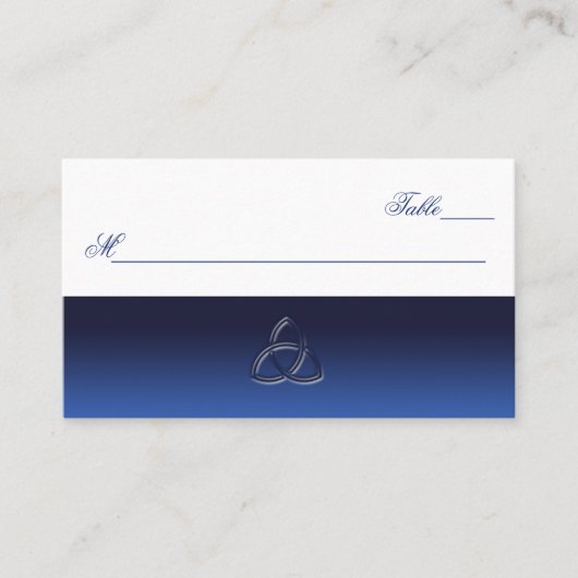 Navy Blauw en Wit Keltische Love Knot Place Card Plaatskaartje (Voorkant)