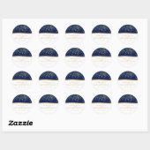 Navy blauw en wit met gouden Confetti Stippen Ronde Sticker (Vel)