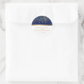 Navy blauw en wit met gouden Confetti Stippen Ronde Sticker (Tas)