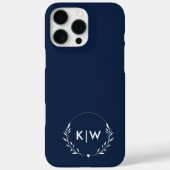 Navy Blauw en Wit | Modern Initialen Monogram Case-Mate iPhone Case (Achterkant)