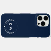 Navy Blauw en Wit | Modern Initialen Monogram Case-Mate iPhone Case (Achterkant (horizontaal))