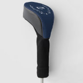 Navy Blauw en Wit | Modern Initialen Monogram Golfheadcover (Schuin)