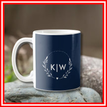 Navy Blauw en Wit | Modern Initialen Monogram