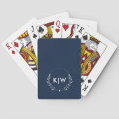 Navy Blauw en Wit | Moderne Initialen Monogram  Pokerkaarten (Achterkant)