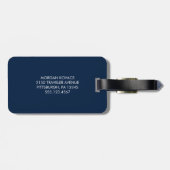 Navy Blauw en Wit | Mr. Mrs. Modern Monogram Bagagelabel (Achterkant horizontaal)