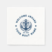 Navy blauw en wit  nautische boot anker 2 servet (Voorkant)