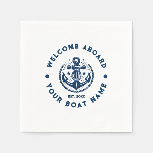 Navy blauw en wit  nautische boot anker 2 servet (Voorkant)