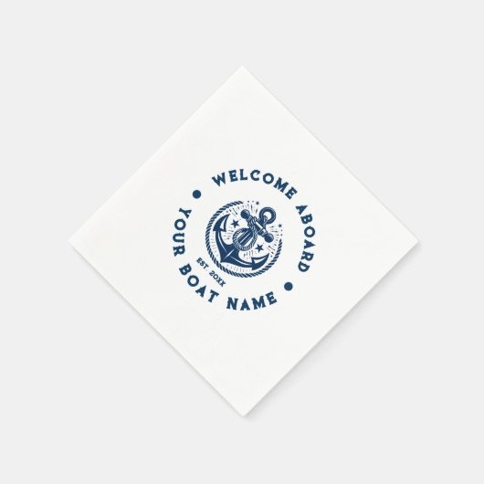 Navy blauw en wit  nautische boot anker 2 servet (Hoek)