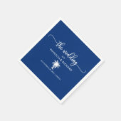Navy Blauw en Wit Palm Tree Bestemming Bruiloft Servet (Hoek)