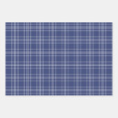 Navy Blauw en Wit Plaid Wrapping Paper Set van 3 (Voorkant 3)
