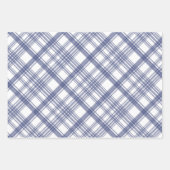 Navy Blauw en Wit Plaid Wrapping Paper Set van 3 (Voorkant 2)