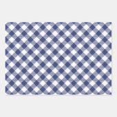 Navy Blauw en Wit Plaid Wrapping Paper Set van 3 (Voorkant)