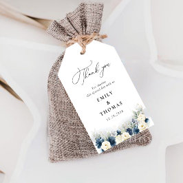 Navy Blauw en Wit Roses Bruiloft Gift Label Cadeaulabel