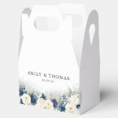 Navy Blauw en Wit Rozen Bruiloft Favor Box Bedankdoosjes (Geopend)