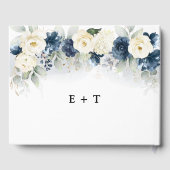 Navy Blauw en Wit Rozen Bruiloft Gastenboek (Achterkant)