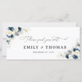 Navy Blauw en Wit Rozen Bruiloft Hoofd Tafel Teken (Voorkant)