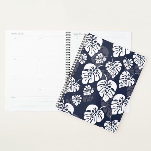 Navy Blauw en Wit Tropisch Blauw | Bloemen Planner (Display)