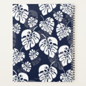 Navy Blauw en Wit Tropisch Blauw | Bloemen Planner (Achterkant)