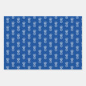 Navy Blauw en Wit Tropische Preppy Ananas Inpakpapier Vel (Voorkant 3)
