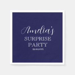 Navy Blauw en Wit Verrassing Verjaardagsfeest Servet