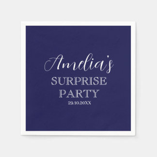 Navy Blauw en Wit Verrassing Verjaardagsfeest Servet