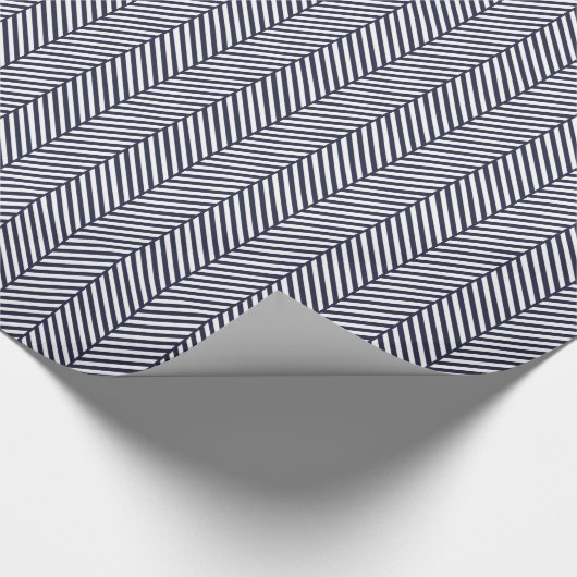 Navy Blauw en wit visgraat Cadeaupapier (Hoek)