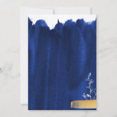 Navy Blauw en Wit Waterverf Wash Bruiloft Kaart (Achterkant)
